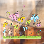 Whimsical Flowers Window Cling Raamsticker (Vel 2)