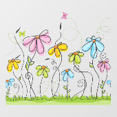 Whimsical Flowers Window Cling Raamsticker (Vel)