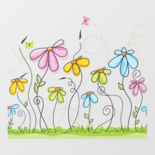 Whimsical Flowers Window Cling Raamsticker (Vel)