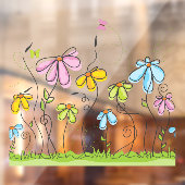Whimsical Flowers Window Cling Raamsticker (Vel 2)