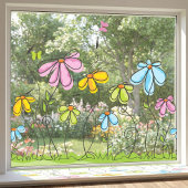 Whimsical Flowers Window Cling Raamsticker