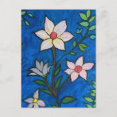 Whimsical Flowers with Blue Background  Briefkaart (Voorkant)