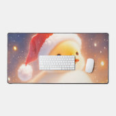 Whimsical Fluffy Duckling Santa Hat Holiday Snow Bureaumat (Keyboard & Muis)
