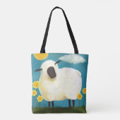 Whimsical Fluffy Sheep and Yellow Flowers Tote Bag (Achterkant)