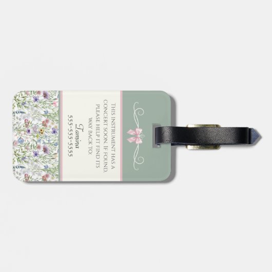 Whimsical Fluit Leerling Instrumenten Hoes Label Bagagelabel (Achterkant horizontaal)