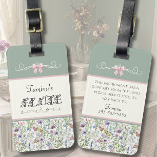 Whimsical Fluit Leerling Instrumenten Hoes Label Bagagelabel
