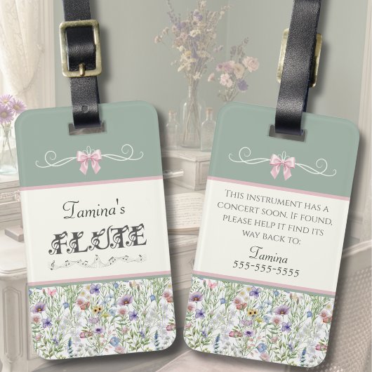 Whimsical Fluit Leerling Instrumenten Hoes Label Bagagelabel