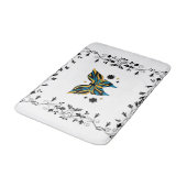Whimsical Fluttering Black and White Butterfly Badmat (Gekanteld)