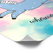 Whimsical Flying Blue Unicorns op pastelwolken Poster (Hoek)