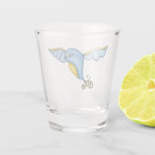 Whimsical Flying Blue Yellow Bird Fancy rollen Shot Glas (Achterkant)