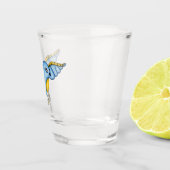 Whimsical Flying Blue Yellow Bird Fancy rollen Shot Glas (Rechts)
