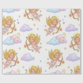 Whimsical Flying Cupids in Blue Sky Fantasy Cadeaupapier (Vlak)