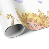 Whimsical Flying Cupids in Blue Sky Fantasy Cadeaupapier (Rol Hoek)