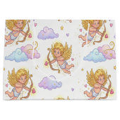 Whimsical Flying Cupids in Blue Sky Fantasy Groot Cadeauzakje (Voorkant)