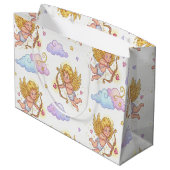 Whimsical Flying Cupids in Blue Sky Fantasy Groot Cadeauzakje (Achterkant Gekanteld)