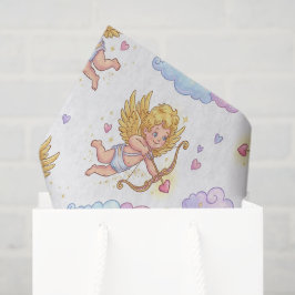 Whimsical Flying Cupids in Blue Sky Fantasy Tissuepapier