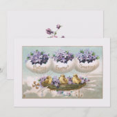 Whimsical Flying  Easter Eggs & Chicken Feestdagenkaart (Voorkant / Achterkant)