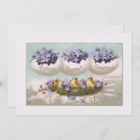 Whimsical Flying Easter Eggs & Chicken Feestdagenkaart (Voorkant / Achterkant)