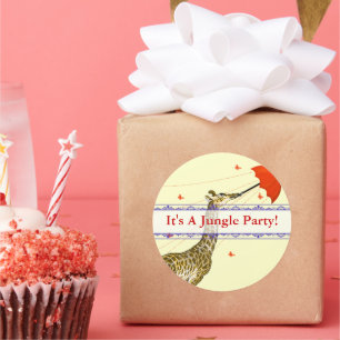 Whimsical Flying Giraffe Rode Paraplu Stickers