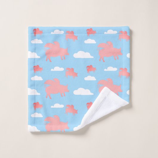 Whimsical Flying Pigs Bad Handdoek (Wasdoekje)