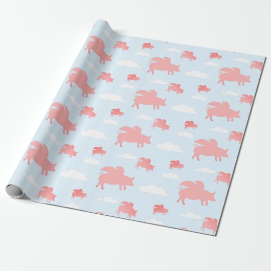 Whimsical Flying Pigs Cadeaupapier (Uitgerold)