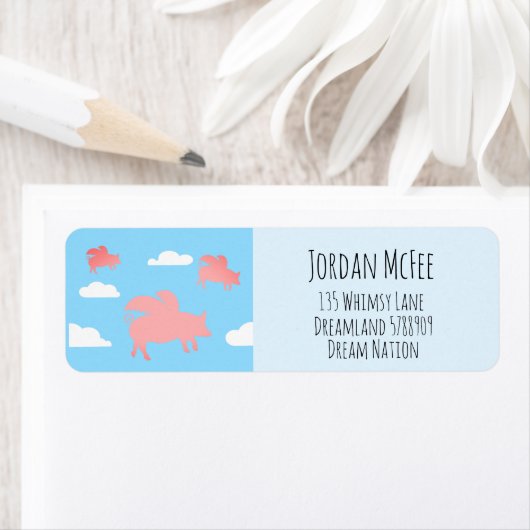 Whimsical Flying Pigs Etiket (Insitu)