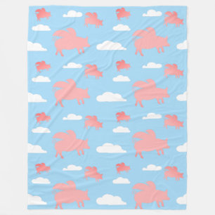 Whimsical Flying Pigs Fleece Deken