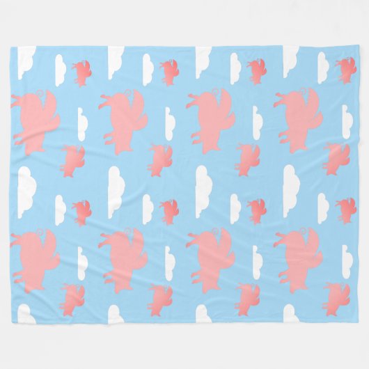 Whimsical Flying Pigs Fleece Deken (Voorkant (Horizontaal))