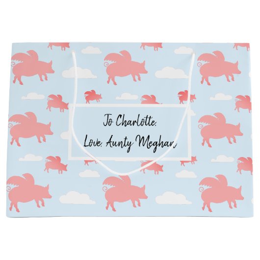 Whimsical Flying Pigs Groot Cadeauzakje (Voorkant)