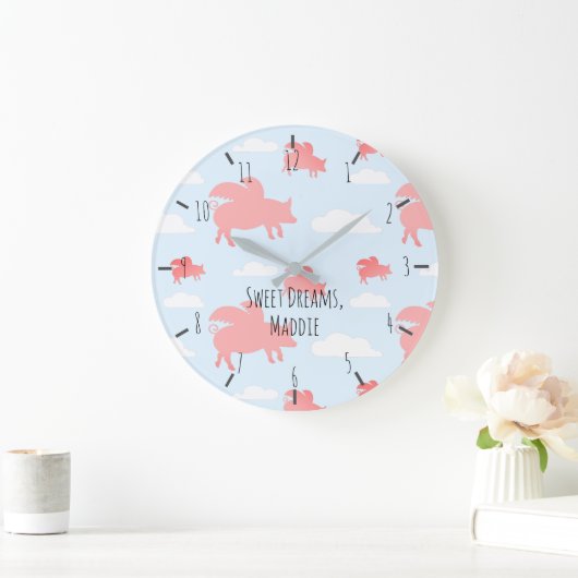 Whimsical Flying Pigs Grote Klok (Huis)