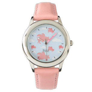 Whimsical Flying Pigs Horloge