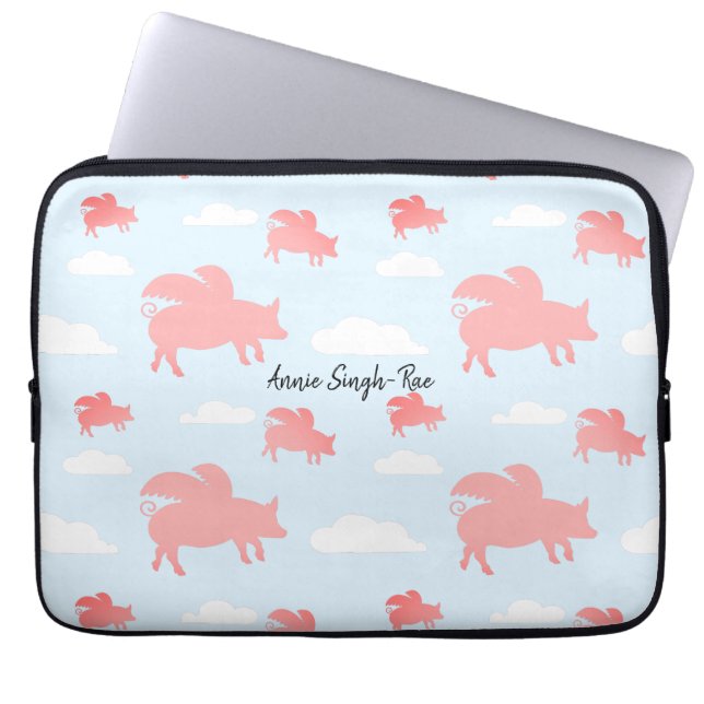 Whimsical Flying Pigs Laptop Sleeve (Voorkant)