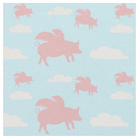 Whimsical Flying Pigs Stof (Close Up)