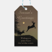 Whimsical Flying Reindeer Silhouette Cadeaulabel (Voorkant)