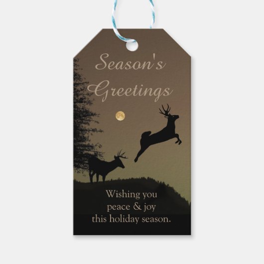 Whimsical Flying Reindeer Silhouette Cadeaulabel (Voorkant)