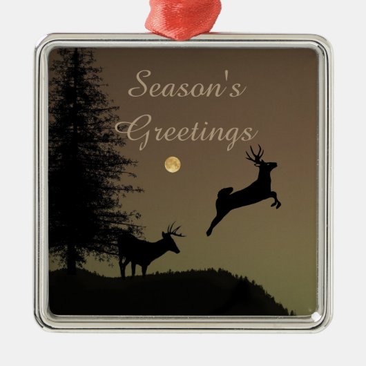 Whimsical Flying Reindeer Silhouette Metalen Ornament (Voorkant)