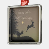 Whimsical Flying Reindeer Silhouette Metalen Ornament (Links)
