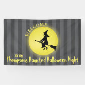 Whimsical Flying Witch Moonlight Halloween Spandoek (Horizontaal)