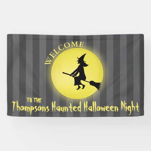 Whimsical Flying Witch Moonlight Halloween Spandoek (Horizontaal)