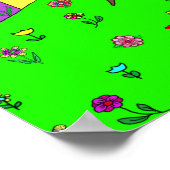 Whimsical Fold Art, Lady and Cat in Village Poster (Hoek)