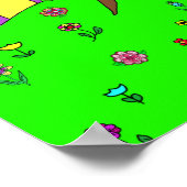 Whimsical Fold Art, Lady and Cat in Village Poster (Hoek)