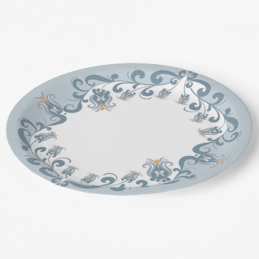 Whimsical Folk Art Blauw | Baby shower papier Bord (Gekanteld)