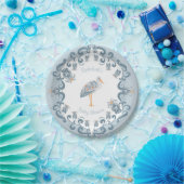 Whimsical Folk Art Blauw | Baby shower papier Bord (Feest)