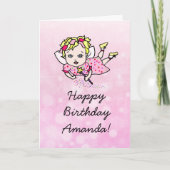 Whimsical Folk Art Fairy Girl Happy Birthday Kaart (Voorkant)