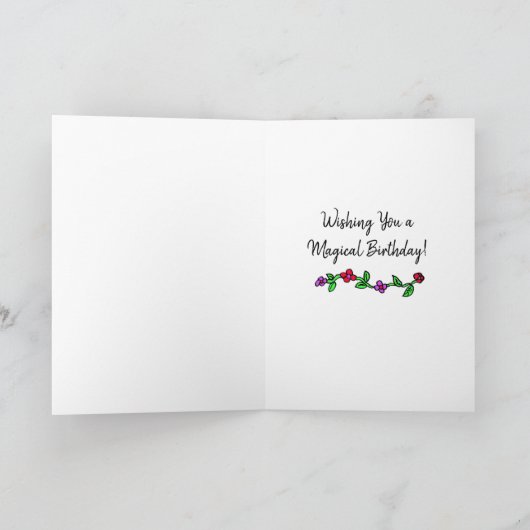 Whimsical Folk Art Fairy Girl Happy Birthday Kaart (Binnen)