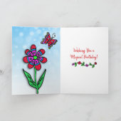 Whimsical Folk Art Fairy Girl Happy Birthday Kaart (Binnen)