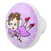 Whimsical Folk Art Fairy met Star Dust Keramische Knop (Rechts)