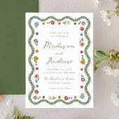 Whimsical Folk Art Floral Wedding Kaart