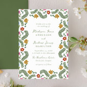 Whimsical Folk Art Floral Wedding Kaart