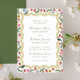 Whimsical Folk Art Floral Wedding Kaart